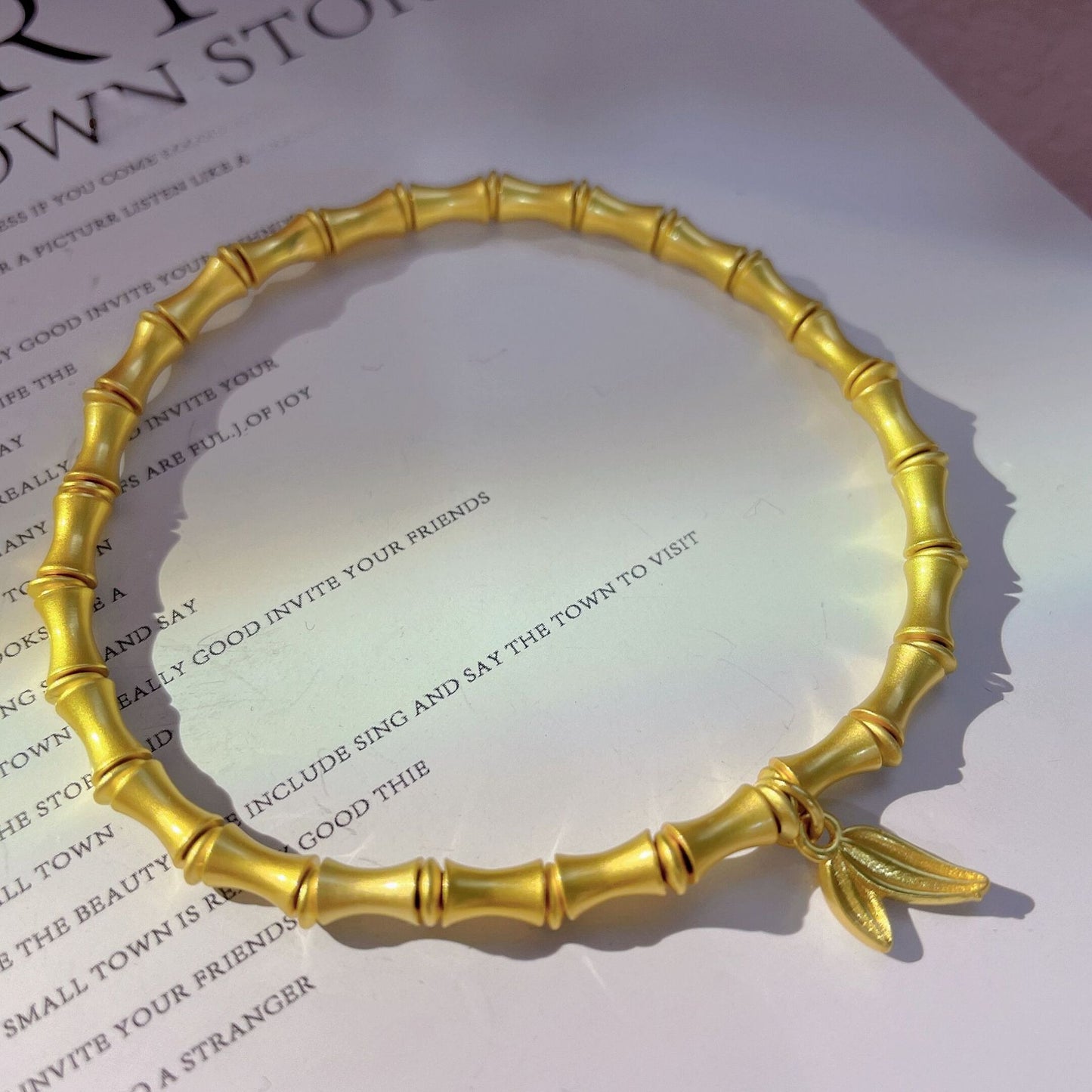 ternal Bamboo Ascent Bracelet | Matte Gold Heritage Chain for Success & Growth