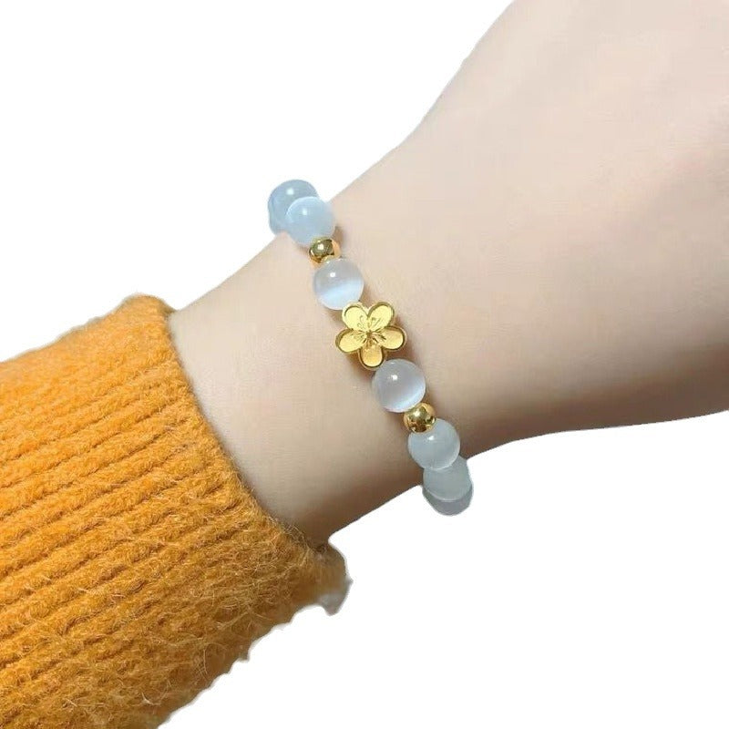 Pure Light Golden Flower Bracelet | Moonstone Energy for Inner Peace