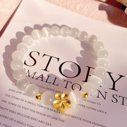 Pure Light Golden Flower Bracelet | Moonstone Energy for Inner Peace