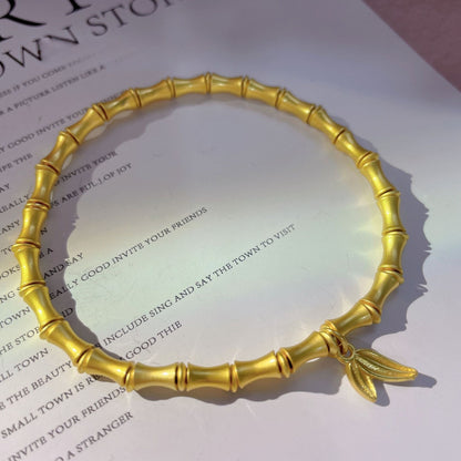 ternal Bamboo Ascent Bracelet | Matte Gold Heritage Chain for Success & Growth