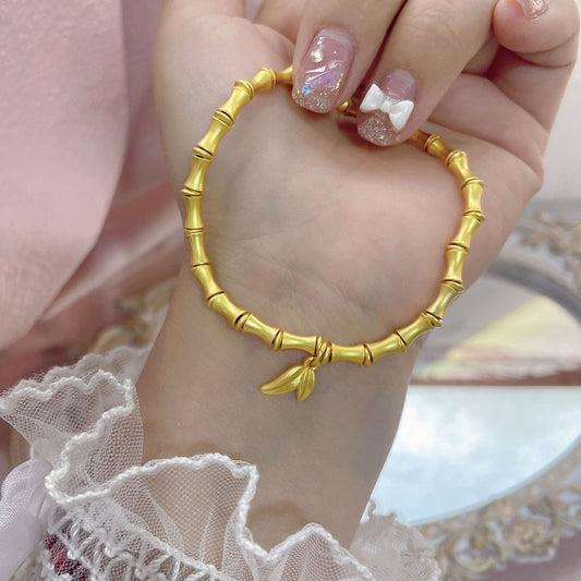 ternal Bamboo Ascent Bracelet | Matte Gold Heritage Chain for Success & Growth