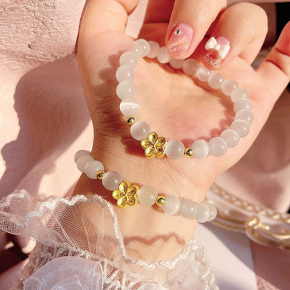 Pure Light Golden Flower Bracelet | Moonstone Energy for Inner Peace