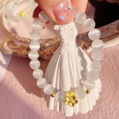 Pure Light Golden Flower Bracelet | Moonstone Energy for Inner Peace