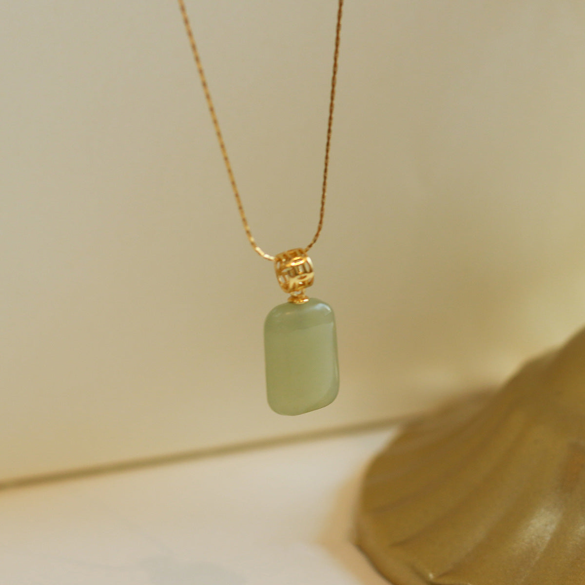 Zen Serenity Wu Shi Pai Necklace | Minimalist Jade-Style "Peace & Safety" Talisman
