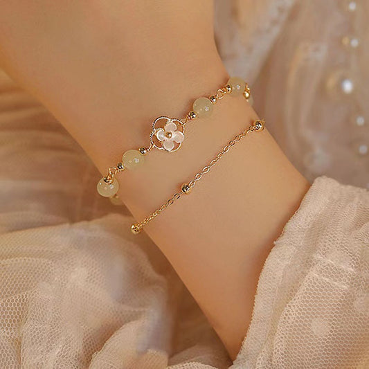Peach Blossom Romance Set | Luminous Double-Layer Floral Attraction Bracelet