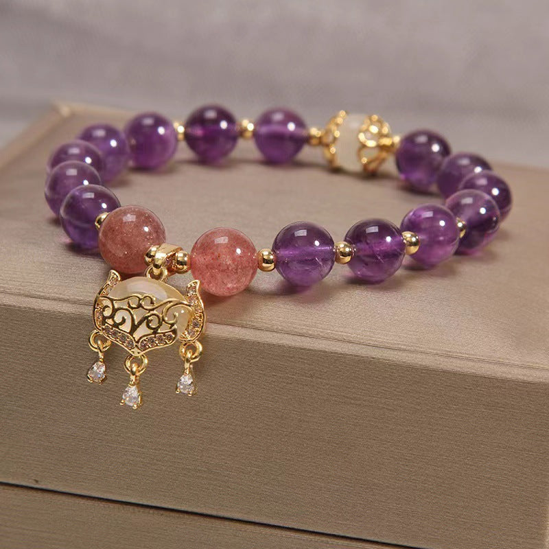 Royal Amethyst Longevity Lock Bracelet | S925 Silver Accents & Eternal Peace Talisman