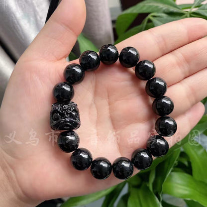 Guardian Lion Meditative Wrap | Obsidian-Style Zen Strength Bracelet