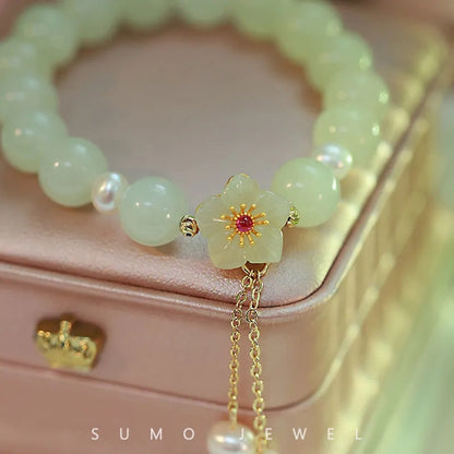 Blossoming Peach Jade Bracelet | Eternal Romance & Retro Elegance Collection