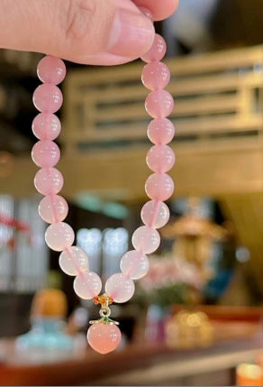 Summer Peach & Red Agate Amulet | Dainty Zen Romance Bracelet