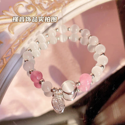 Royal Coquette Amethyst Bracelet | Luminous Cats Eye & Vintage Bow Charm