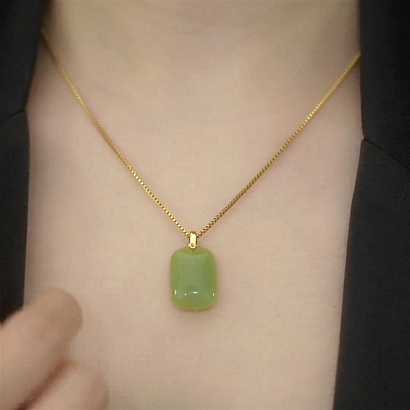 Zen Serenity Wu Shi Pai Necklace | Minimalist Jade-Style "Peace & Safety" Talisman