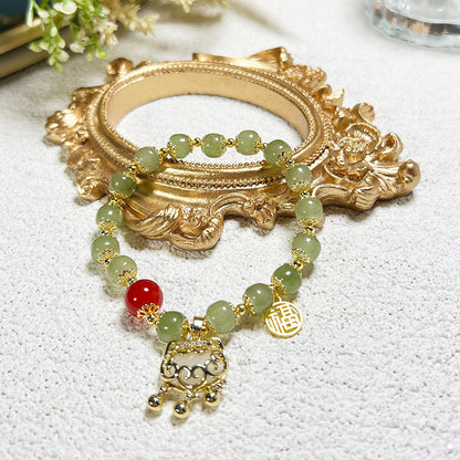 Sacred Lock of Serenity Bracelet | Vintage Ruyi & Jade-Style Prosperity Charm