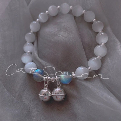 Moonlight Symphony Collection | Luminous Cats Eye & Aquamarine Energy Bracelet