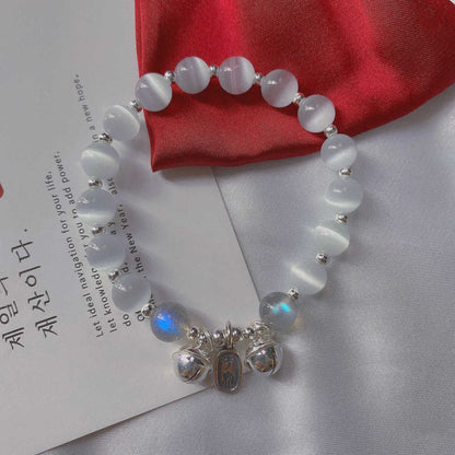 Moonlight Symphony Collection | Luminous Cats Eye & Aquamarine Energy Bracelet