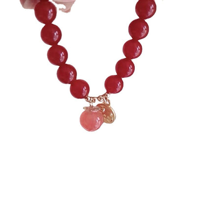 Summer Peach & Red Agate Amulet | Dainty Zen Romance Bracelet
