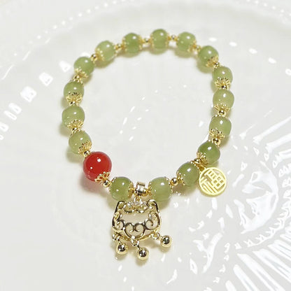 Sacred Lock of Serenity Bracelet | Vintage Ruyi & Jade-Style Prosperity Charm