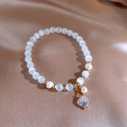 Celestial Dream Layering Set | Luminous Cats Eye Star & Moon Double Bracelet