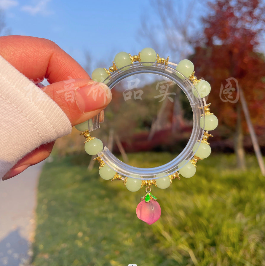 Sweet Peach & Red Agate Bracelet | Zen Vitality & Romantic Harmony