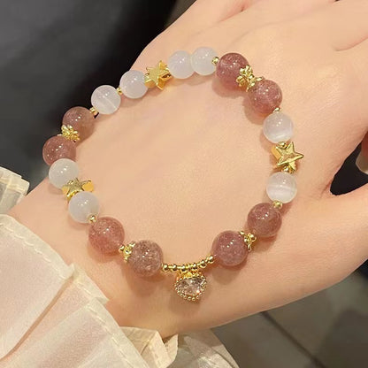 Eternal Bloom Heart Amulet | Strawberry Quartz & Moonlight Serenity Bracelet