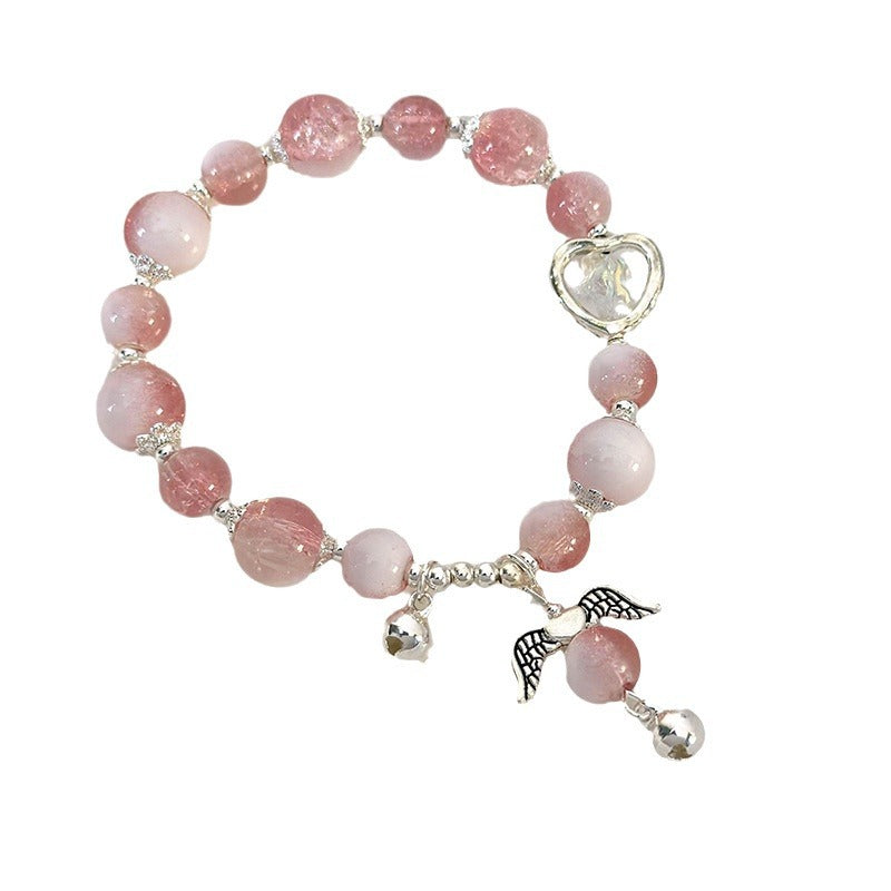 Angelic Butterfly Dreams | Pink Blossom Crystal & Silver Wing "Soulmate" Bracelet