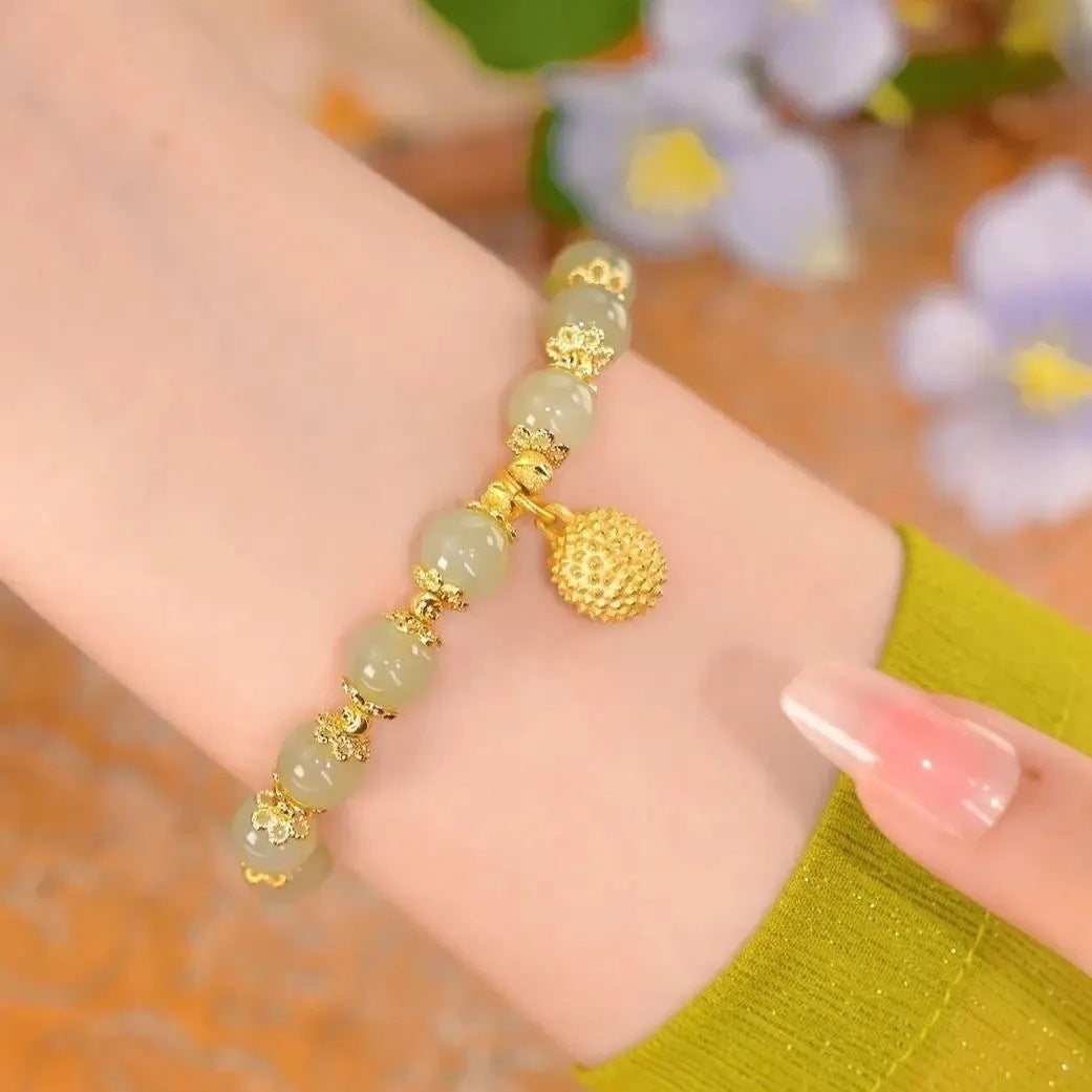 Golden Harvest Durian & Lotus Bracelet | Prosperity & Sweet Life Talisman