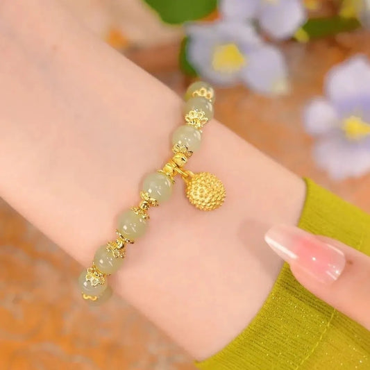 Golden Harvest Durian & Lotus Bracelet | Prosperity & Sweet Life Talisman