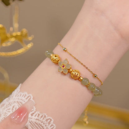 Blossoming Peach Jade Bracelet | Eternal Romance & Retro Elegance Collection
