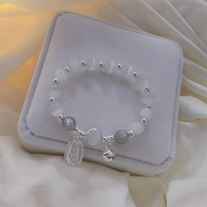 Moonlight Symphony Collection | Luminous Cats Eye & Aquamarine Energy Bracelet