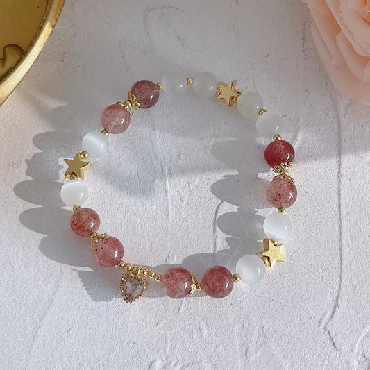Eternal Bloom Heart Amulet | Strawberry Quartz & Moonlight Serenity Bracelet