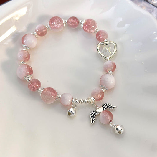 Angelic Butterfly Dreams | Pink Blossom Crystal & Silver Wing "Soulmate" Bracelet