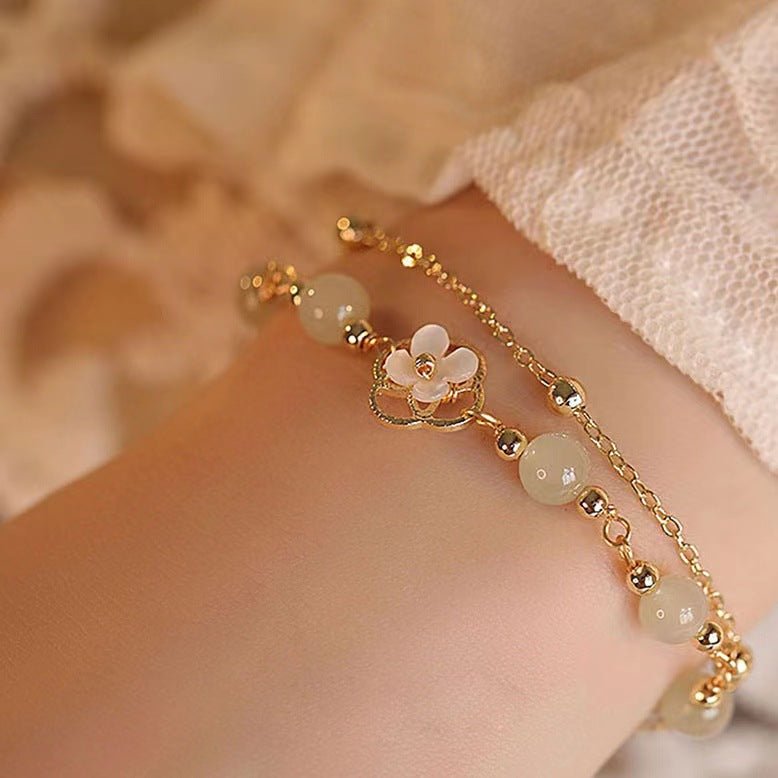 Peach Blossom Romance Set | Luminous Double-Layer Floral Attraction Bracelet