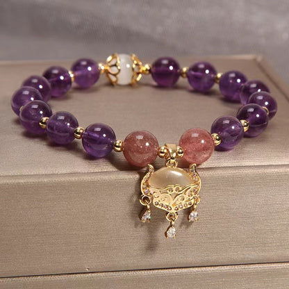 Royal Amethyst Longevity Lock Bracelet | S925 Silver Accents & Eternal Peace Talisman
