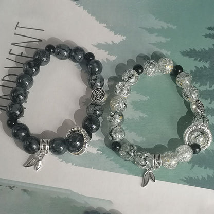 Ethereal Ice-Crackle Bracelet | Artisan Glazed Glass & "Cloud Shadow" Heritage Charm