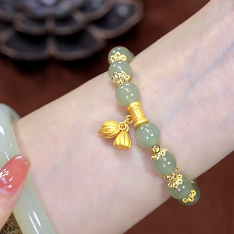 Golden Harvest Durian & Lotus Bracelet | Prosperity & Sweet Life Talisman