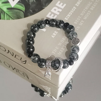 Ethereal Ice-Crackle Bracelet | Artisan Glazed Glass & "Cloud Shadow" Heritage Charm