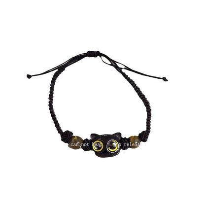 Midnight Kitten Amulet | Hand-Woven "Big Eye" Black Cat Prosperity Bracelet
