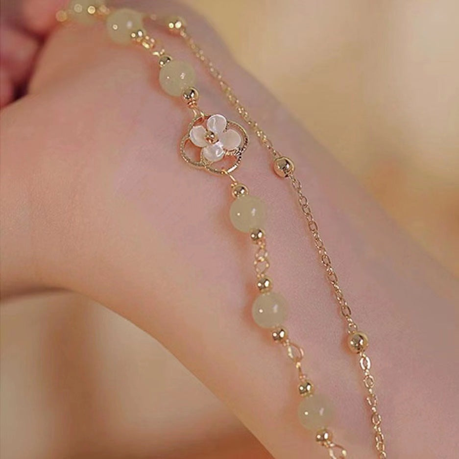 Peach Blossom Romance Set | Luminous Double-Layer Floral Attraction Bracelet