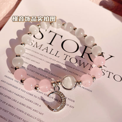 Royal Coquette Amethyst Bracelet | Luminous Cats Eye & Vintage Bow Charm