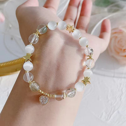 Eternal Bloom Heart Amulet | Strawberry Quartz & Moonlight Serenity Bracelet
