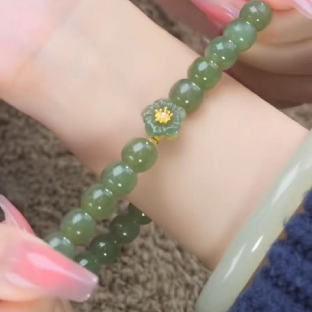 Eternal Bloom Jade-Style Bracelet | Vintage "Two Lifetimes" Romance Collection