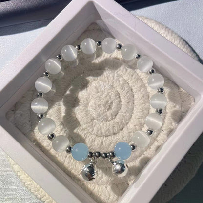 Moonlight Symphony Collection | Luminous Cats Eye & Aquamarine Energy Bracelet