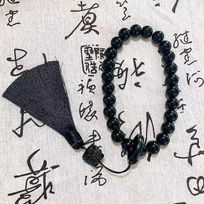 Guardian Lion Meditative Wrap | Obsidian-Style Zen Strength Bracelet