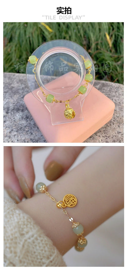 Eternal Blessing Collection | Retro Jade-Style & Cats Eye Luck Bracelet