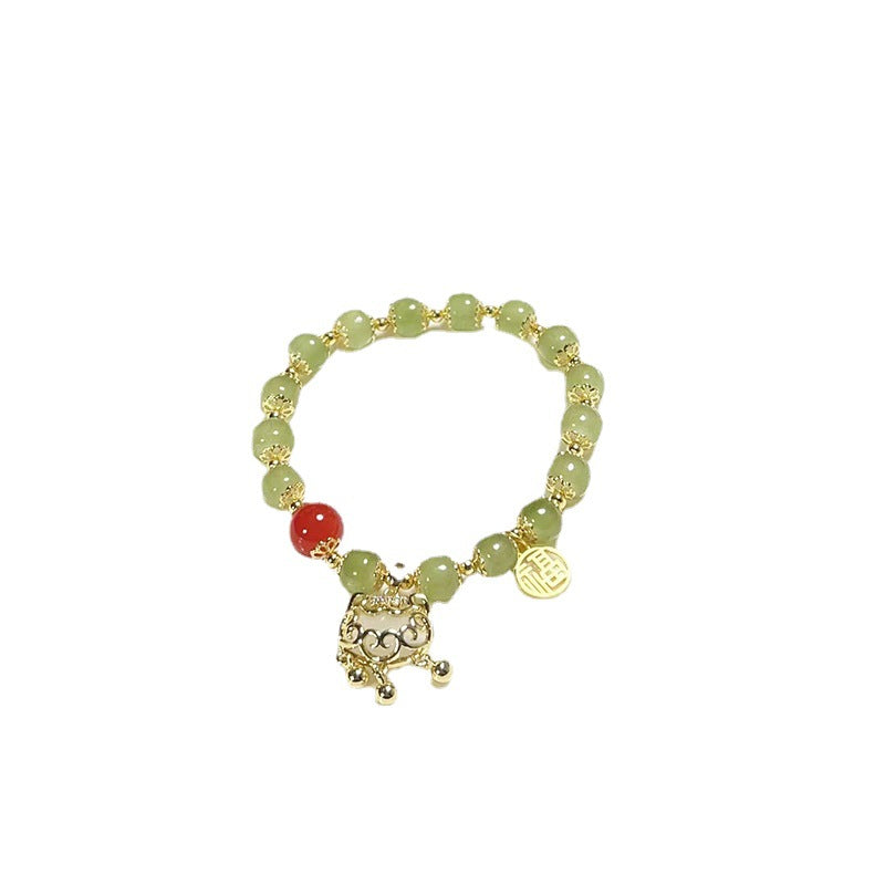 Sacred Lock of Serenity Bracelet | Vintage Ruyi & Jade-Style Prosperity Charm