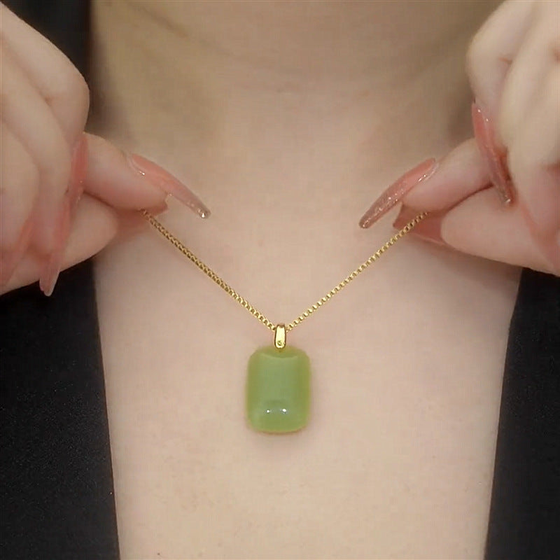 Zen Serenity Wu Shi Pai Necklace | Minimalist Jade-Style "Peace & Safety" Talisman