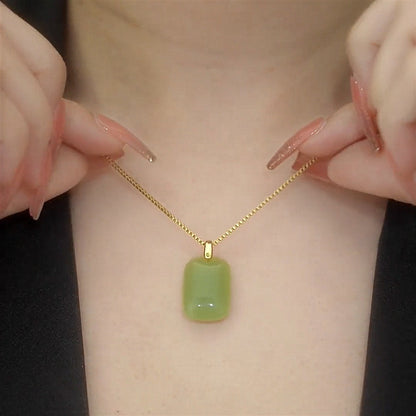 Zen Serenity Wu Shi Pai Necklace | Minimalist Jade-Style "Peace & Safety" Talisman