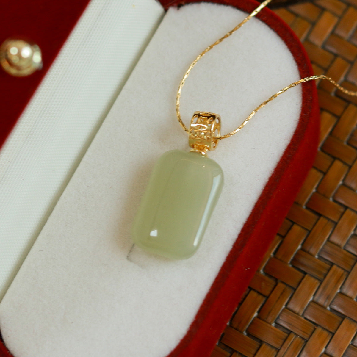 Zen Serenity Wu Shi Pai Necklace | Minimalist Jade-Style "Peace & Safety" Talisman