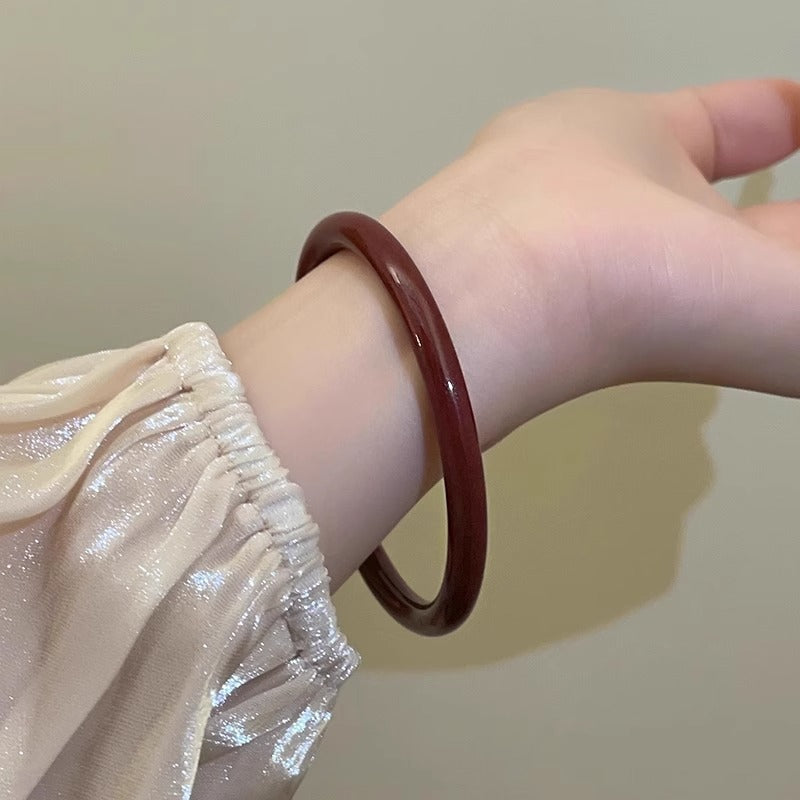 Earth & Ember Collection | Artisan Cinnabar Bangle & Hand-Carved Coconut Shell Pixiu Bracelet Set