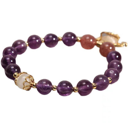 Royal Amethyst Longevity Lock Bracelet | S925 Silver Accents & Eternal Peace Talisman