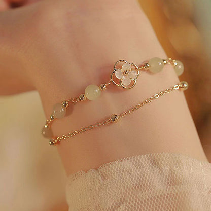 Peach Blossom Romance Set | Luminous Double-Layer Floral Attraction Bracelet